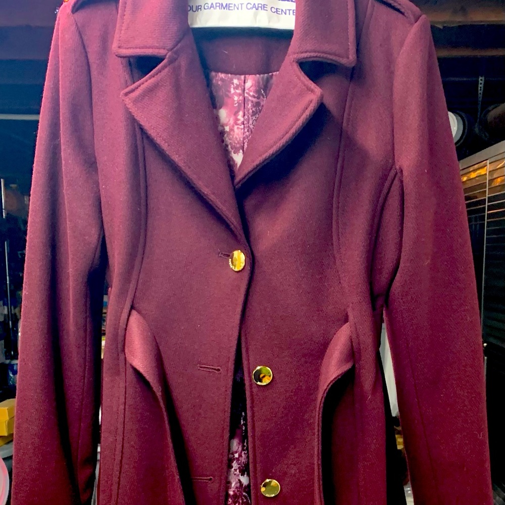 Burgundy Guess Small Womens Wool Coat